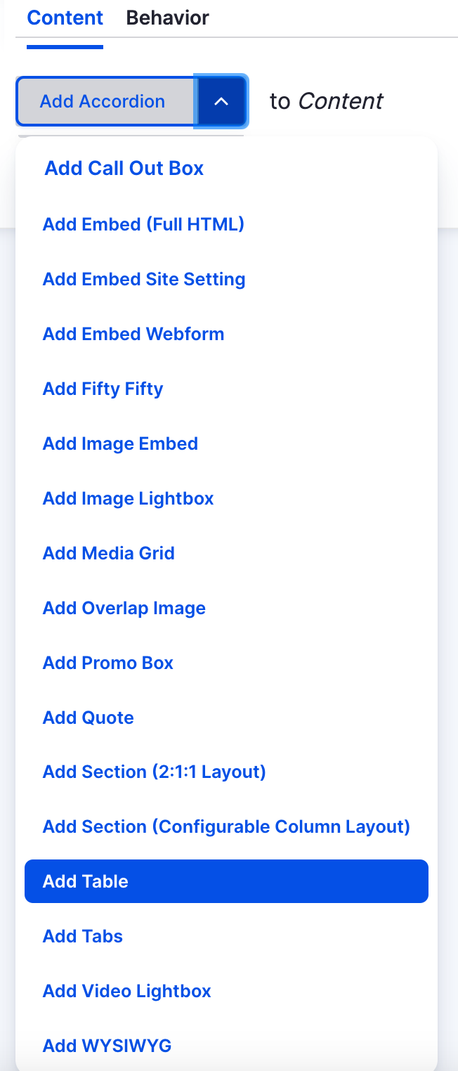 Add table paragraph to page