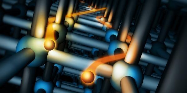 Material Science graphic depicting crystal structure