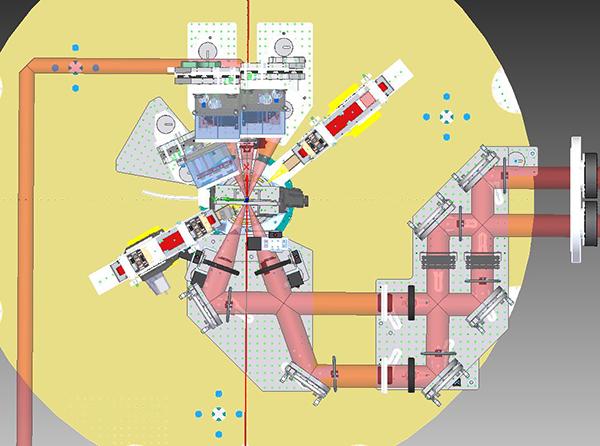 Geometry for XRD standard configuration with quad Q2 replaced with a FXRTS spectrometer for high photon energy