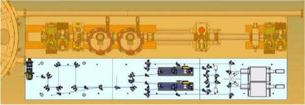 Top schematic view of VISAR next to MEC beamline
